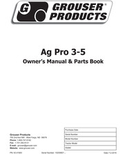 Grouser Products Ag Pro 3-5 Owner's Manual & Parts Book