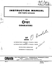 Onan UF Series Instruction Manual And Parts Catalog