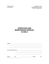 Broderson IC-600-A Operation And Maintenance Manual