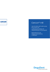 DENTSPLY DeguDent Cercon mill Instructions For Use Manual