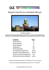 Oz Theatre Screens Majestic Series Installation Manual