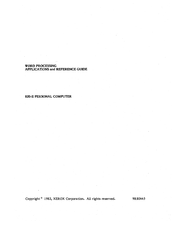 Xerox 820-II Word Processing Applications And Reference Manual