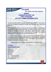 MAREX 373 Aft Cabin Cruiser User Handbook Manual