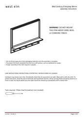 West Elm Mid-Century Entryway Mirror 127142 Assembly Instructions Manual
