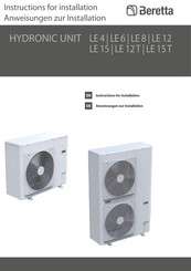 Beretta HYDRONIC UNIT LE Series Instructions For Installation Manual