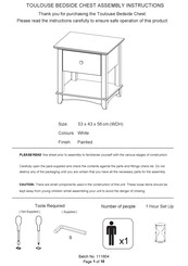 Dunelm Toulouse Bedside Chest Assembly Instructions Manual
