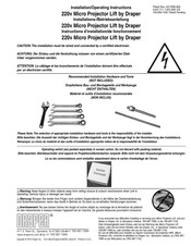 Draper Micro Projector Lift Installation And Operating Instructions Manual