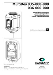Hanskamp MultiDos 035-001-000 Installation And Operating Instructions Manual