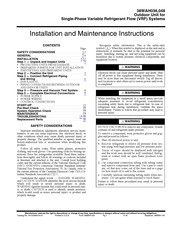 Carrier 38WAH048 Installation And Maintenance Instructions Manual