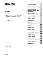 Siemens SITRANS PCS 7 Function Manual