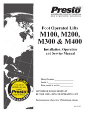 Presto Lifts M200 Installation, Operation And Service Manual