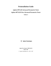 Agilent Technologies 4072A Advanced Pre-Installation Manual