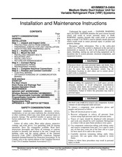 Carrier 40VMM007A Installation And Maintenance Instructions Manual