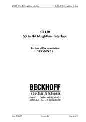 Beckhoff C1120 Technical Documentation Manual