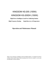 Kingsom KS-205DH Operation And Maintenance Manual