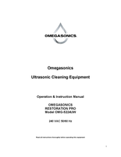 Omegasonics RESTORATION PRO Operation & Instruction Manual