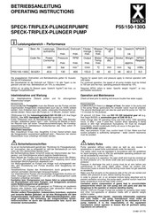 Speck P55/150-130G Operating Instructions