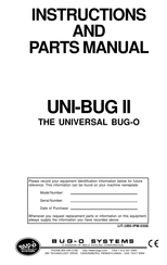Bug-O Systems UNI-BUG II Instructions And Parts Manual