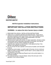 Entrematic Ditec FA-8 Installation Instructions Manual
