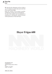 Tetra Pak Hoyer Frigus 600 Manual
