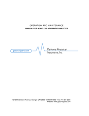 California Analytical Instruments 300M HFID Operation And Maintenance Manual