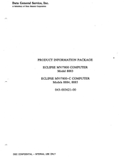 Data General Service 8885 Product Information Package