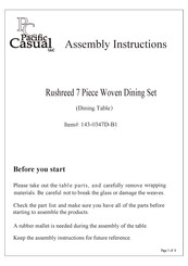 Pacific Casual 143-0347D-B1 Assembly Instructions