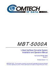 Comtech EF Data MBT-5000A Installation And Operation Manual