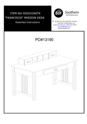Southern Enterprises FRANCISCO HO9252R0TX Assembly Instructions Manual