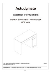 Studymate DEAKIN 3 DRAWER DESK JBDEAKIN Assembly Instruction Manual