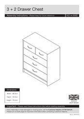 J D Williams 3 + 2 Drawer Chest 002 8582 Series Assembly Instructions Manual