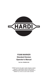 Hardi FOAM MARKER Standard Operator's Manual