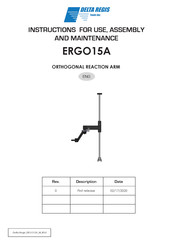 Delta Regis ERGO15A-2 Instructions For Use, Assembly And Maintenance