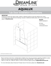 Dreamline AQUALUX SHDR-3348588 Series Installation Instructions Manual