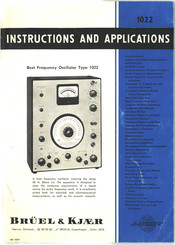 BRUEL & KJAER 1022 Instructions And Applications