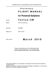 Schempp-Hirth Ventus-3M Performance Preliminary Flight Manual