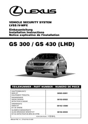 Lexus LVSS IV-MPX Installation Instructions Manual