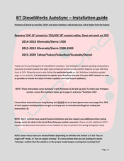 BT DieselWorks AutoSync Installation Manual