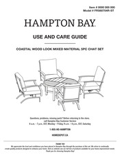 HAMPTON BAY CHAT SET FRS60704R-ST Use And Care Manual