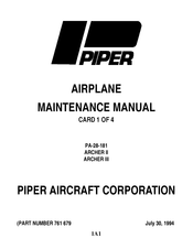 Piper Aircraft Corporation ARCHER III Airplane Maintenance Manual