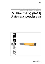 ITW Gema OptiGun 2-AX Operating Instructions And Spare Parts List