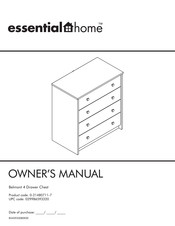 Essential Home Belmont 4 Drawer Chest 0-21480711-7 Owner's Manual