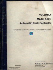 CBS VOLUMAX 4300 Operating And Maintenance Instructions Manual