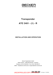 Becker ATC 3401 Installation And Operation Manual