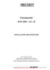 Becker ATC 3401-1-R Installation And Operation Manual