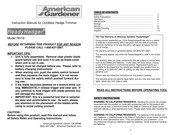 American Gardener ReadyHedger RH18 Instruction Manual