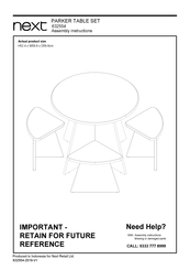 Next PARKER TABLE SET 632554 Assembly Instructions Manual