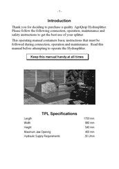 Agria Hydrasplitter TPL Manual