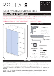 Aquadart Rolla 8 Installation Instructions Manual