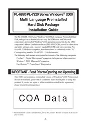 Pro-face PL-7920 Series Installation Manual